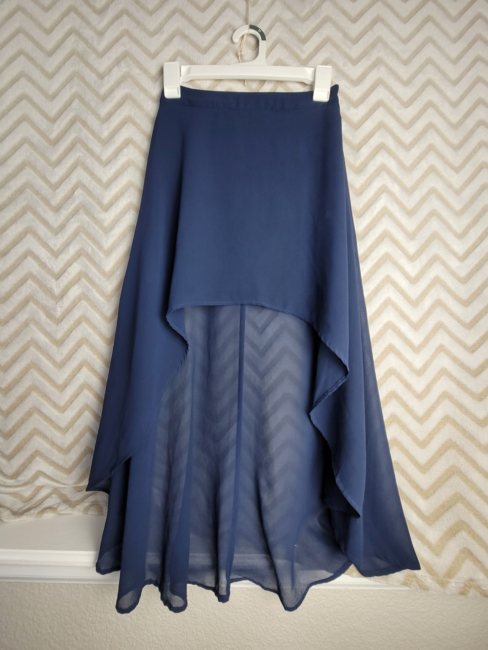 Forever 21 Navy High-Low Chiffon Maxi Skirt